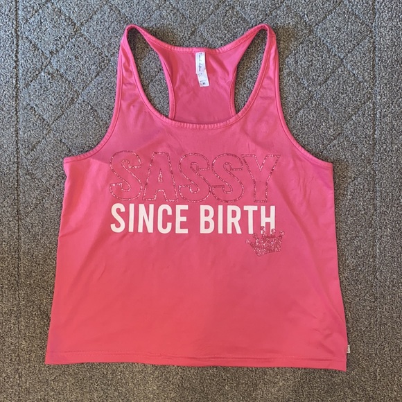 Fancy Affairs Pink and Blue Sassy Since Birth Tank Top and Capri Pants PajamaSet - Picture 2 of 6